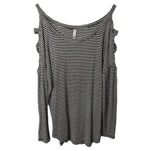 🌸 SPLASH Cold Shoulder Straps Striped Shirt